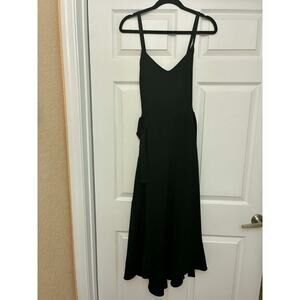 Who What Wear Black‎ Sleeveless Dress Size L Crisscross Back Asymmetrical Hem